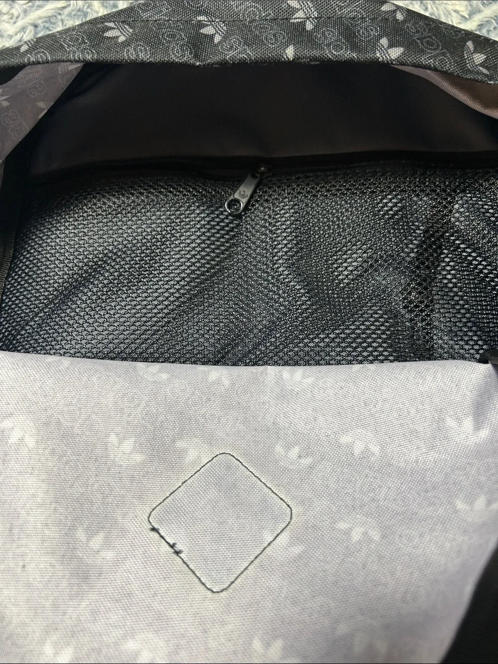 Men’s Adidas Originals Black Trefoil Logo Pattern Backpack - NWOT - Picture 11 of 12